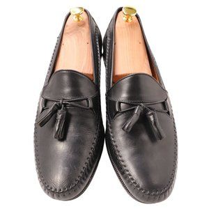 Daniele Lepori 742 Italy Mens size 10.5 Black Leather Tassel Loafers Dress Shoes